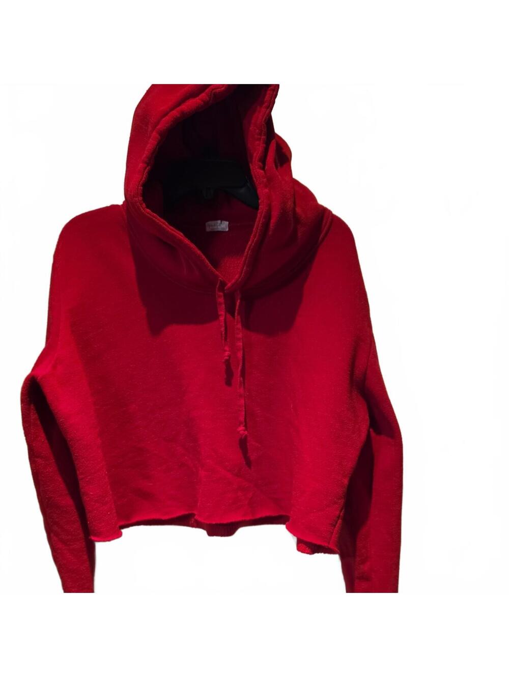 Brandy Melville John Galt red  Cropped Hooded raw hem Sweatshirt